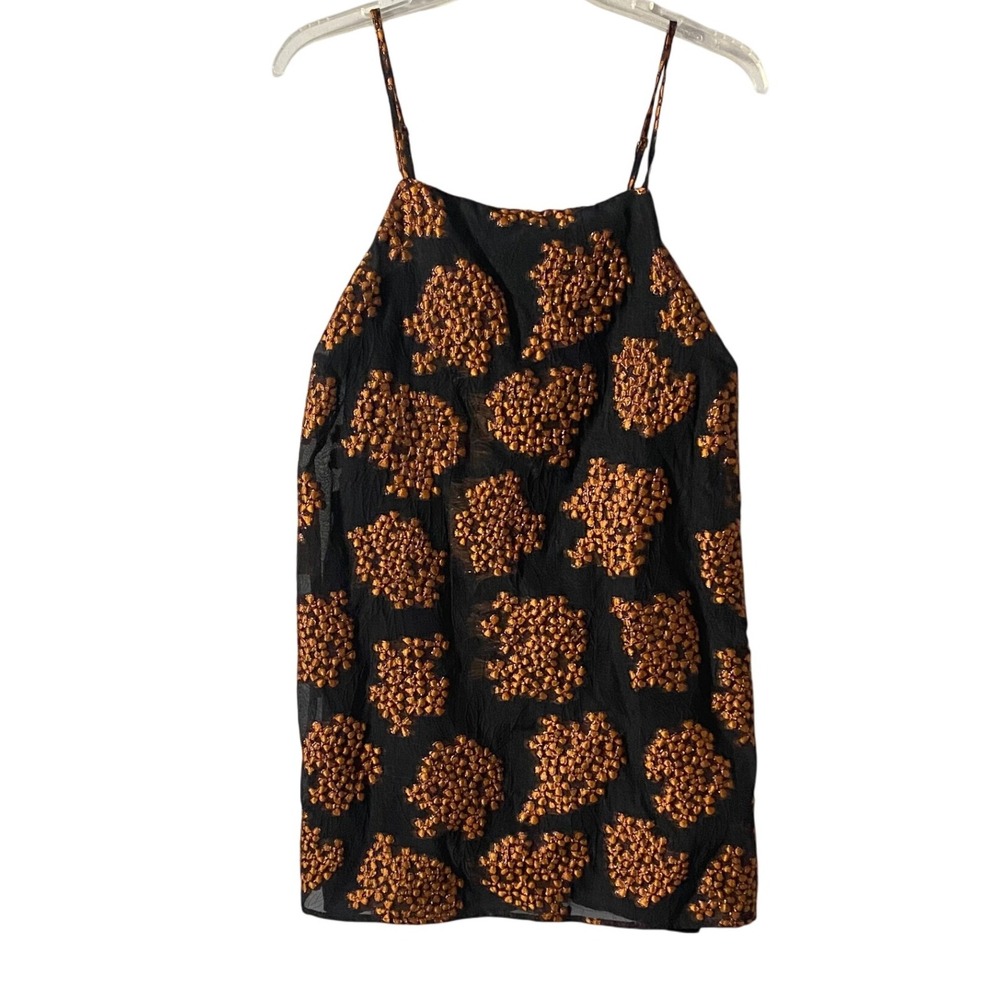 Storia‎ Black Textured Floral Mini Dress Spaghetti Strap Women's Size Sm